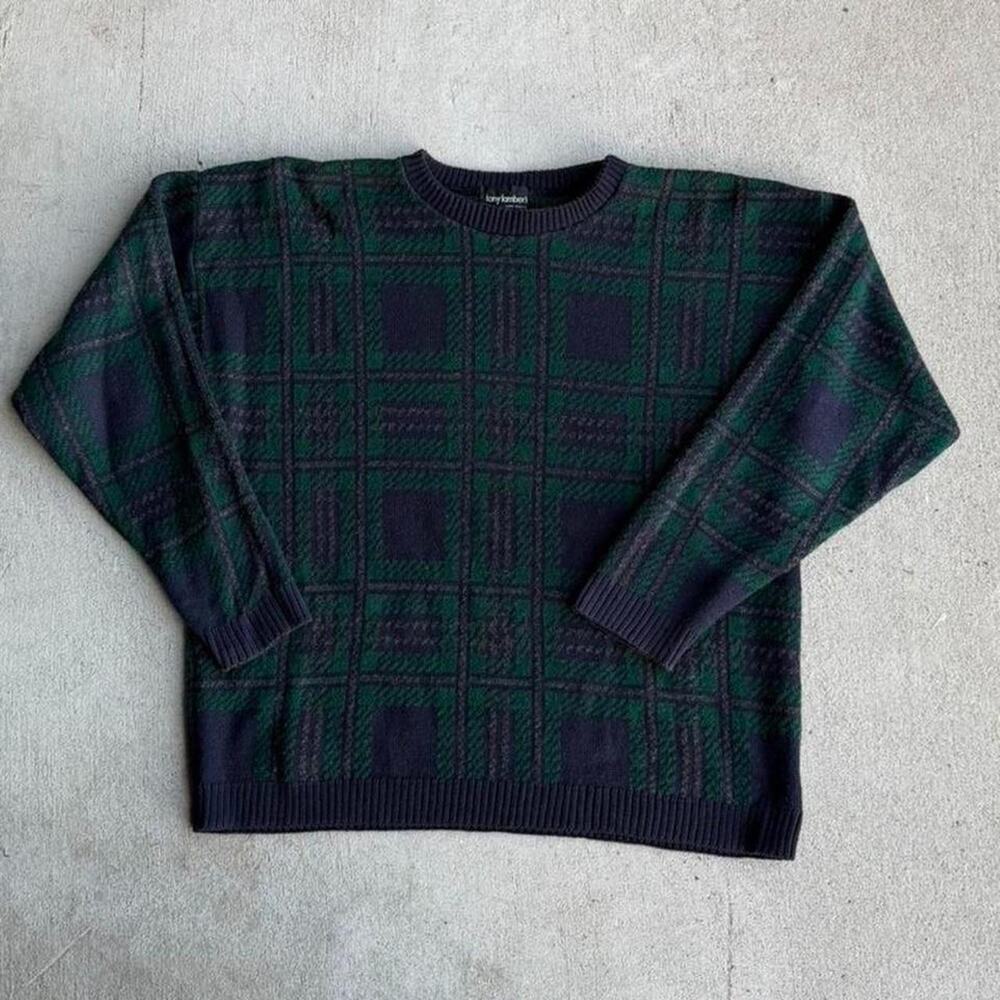 Vintage 90s knit sweater blue/green large
